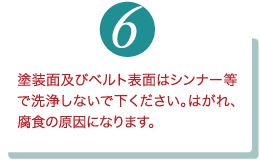 Please do not use thinner for painted surface and conveyor belt, since it leads to rusting from come off paint part.